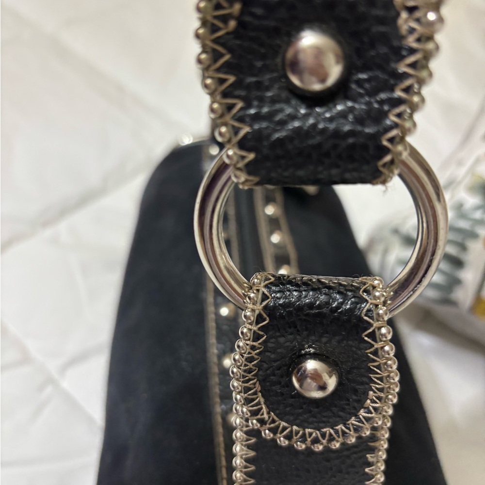 Kathy Van Zeeland Vintage Black Suede Double Kisslock bag - Picture 14 of 14